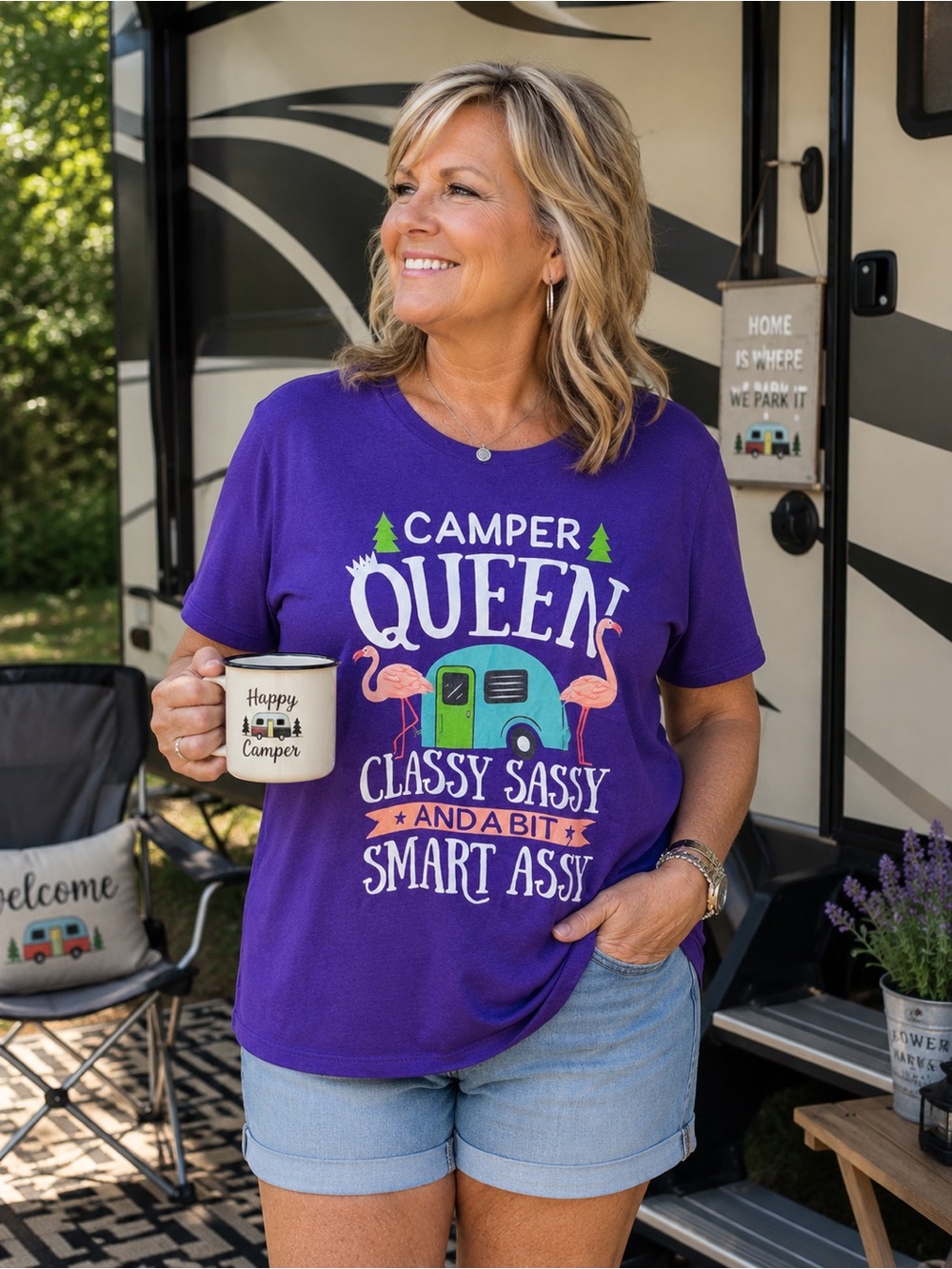 Camper Queen Short Sleeve Tee - Purple